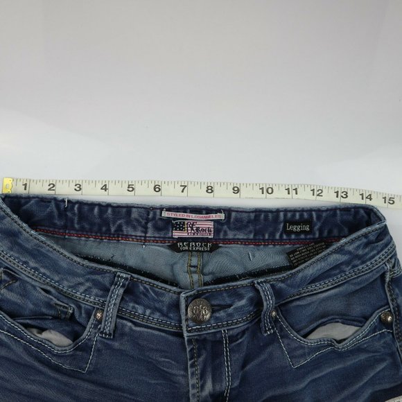 ReRock For Express Blue Denim Womens Size 6 Regular Low Rise Legging - Picture 7 of 12